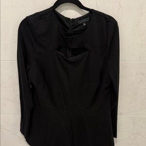 Eloquii Black Long-Sleeve Cutout Detail Top